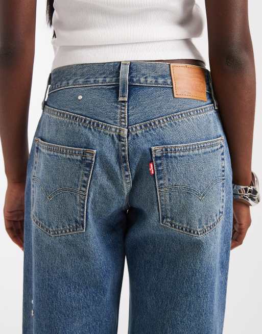 Levi's 501 90s jeans med utsmyckning och raka ben i blått, 4 av 5
