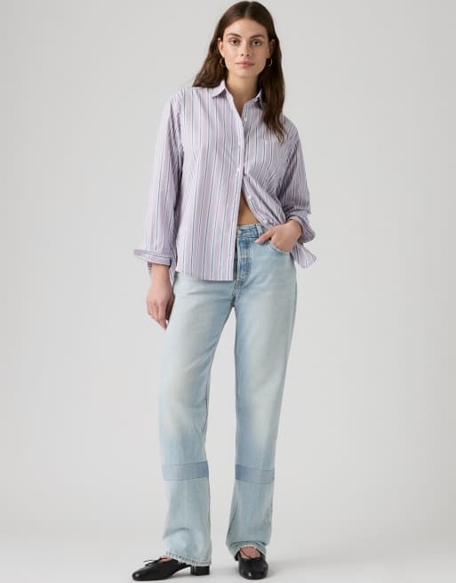 Levi's 501 '90s lightweight straight jeans in light blue, 3 of 4