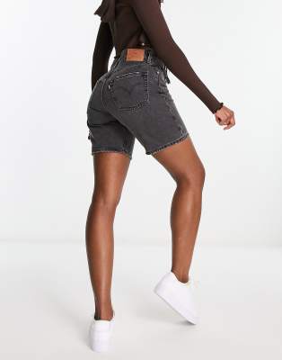 Levi's 501 90S longline denim shorts in washed black