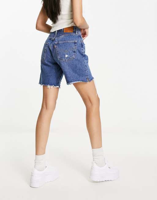 Levi's - 501 90S - Pantaloncini invecchiati lavaggio blu medio , 2 di 4