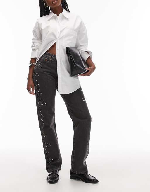 Levi's 501 '90s straight fit jeans embellished in washed black