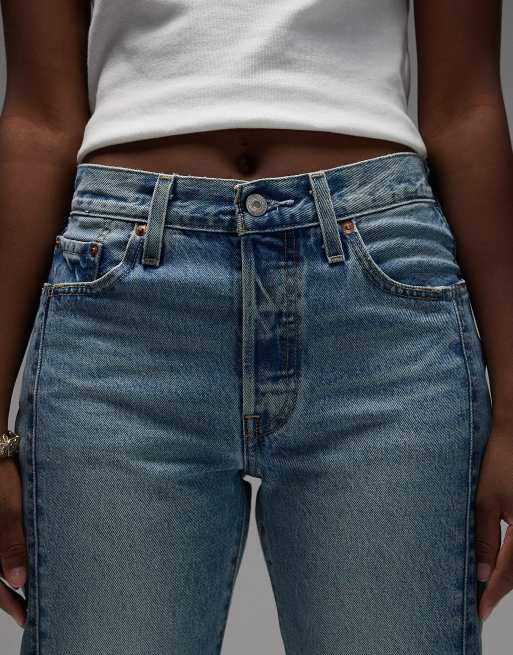 Levi's 501 '90s straight jeans western chaps in mid blue , 4 of 5