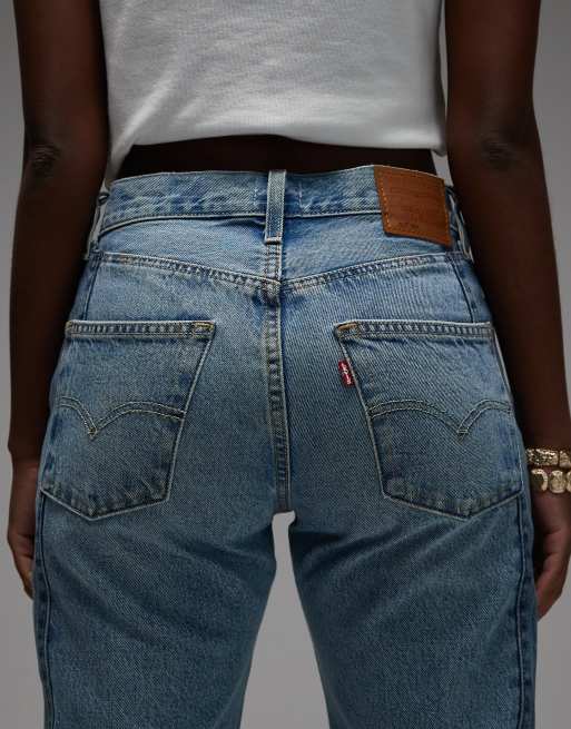 Levi's 501 '90s straight jeans western chaps in mid blue , 5 of 5