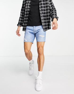 Levi's 501 '93 denim shorts in blue with distressing