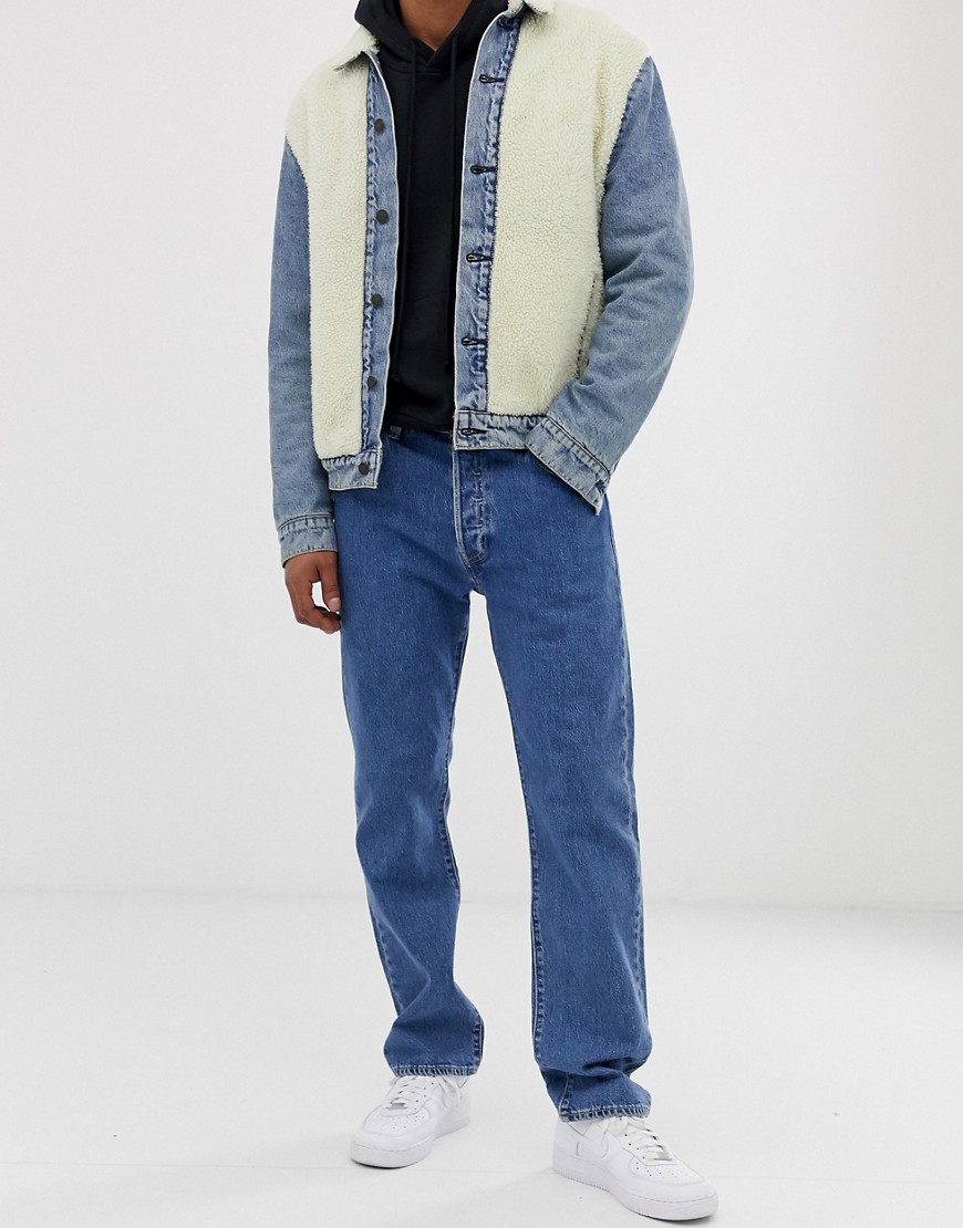 Levi's – 501 93 – Mellanblå raka jeans med normalhög midja