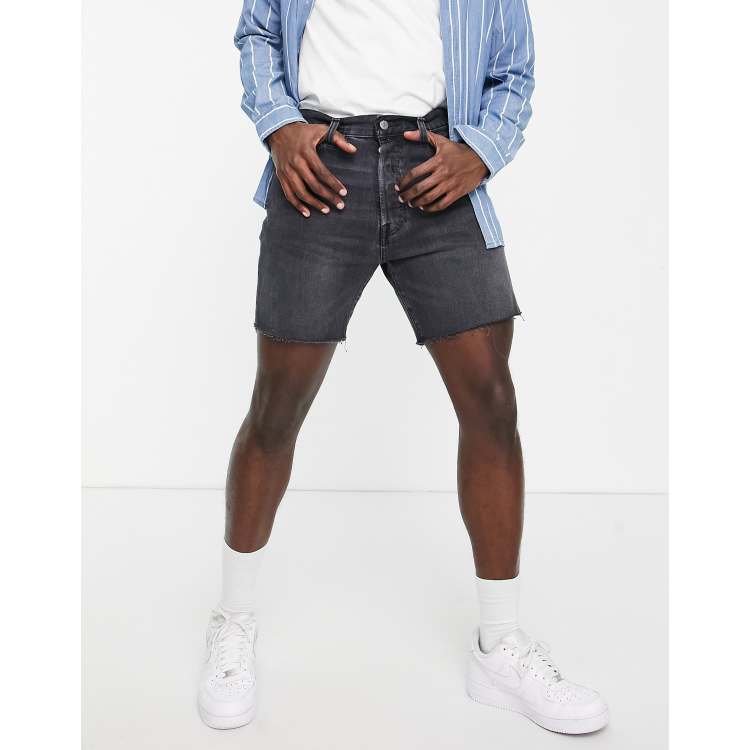 Levi's 501 93 straight fit cut off denim shorts in its time black worn in  wash | ASOS