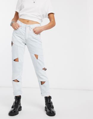 501 crop cut out jean in bleach wash | ASOS