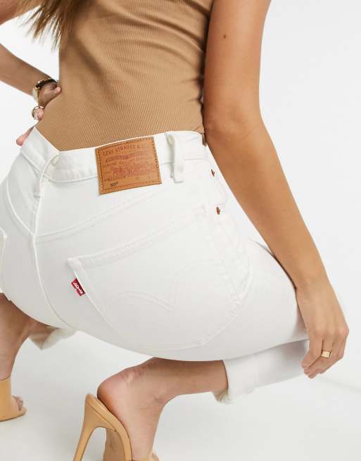 Levi's cropped white on sale jeans