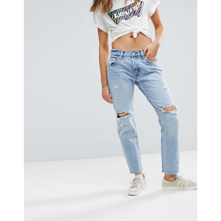 Levi's 501 crop jean with clearance rips