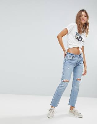 levi's 501 crop jean with rips