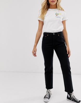 levi's 501 cropped black jeans