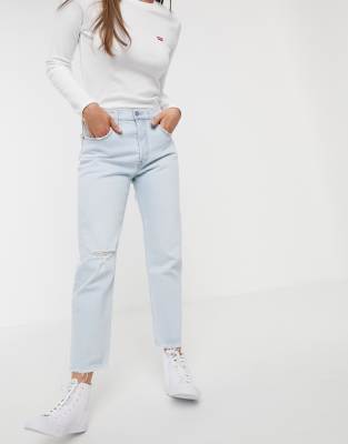 levis 501 crop jeans blue