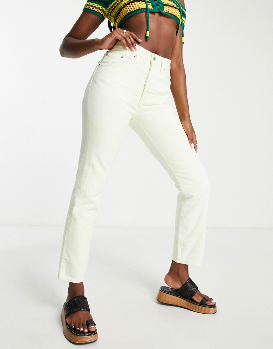 Levi’s 501 crop jeans in pale lime-Blue