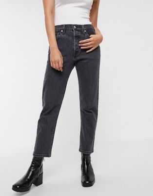 Levi's 501 crop jeans in washed black 