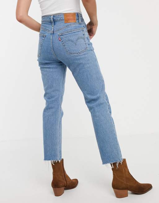 Levi's - 501 - Crop jeans met gerafelde zoom hem met middenblauwe wassing, 2 van 4