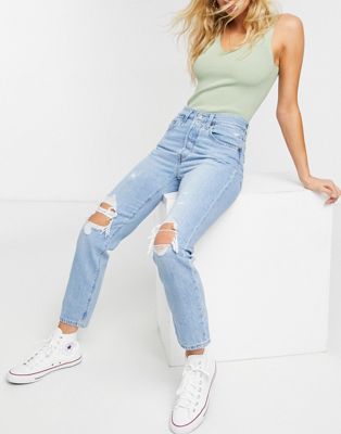 levi's 501 crop jean with rips