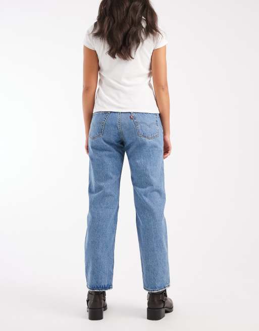 Levi's 501 crop straight jeans in washed blue , 3 of 5