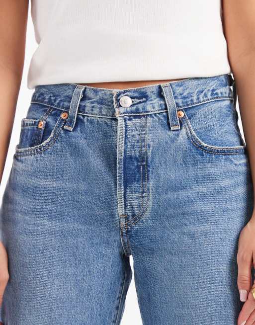Levi's - 501 - Cropped jeans i forvasket blå med lige ben , 4 af 5