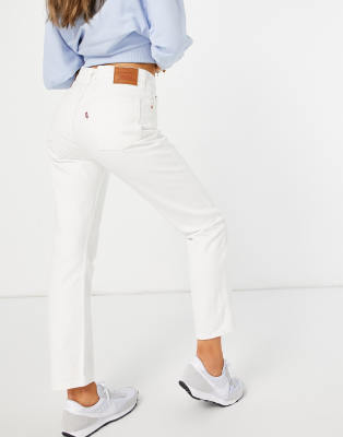 Levi's - 501 - Cropped jeans met hoge taille en rechte pijpen in wit | ASOS