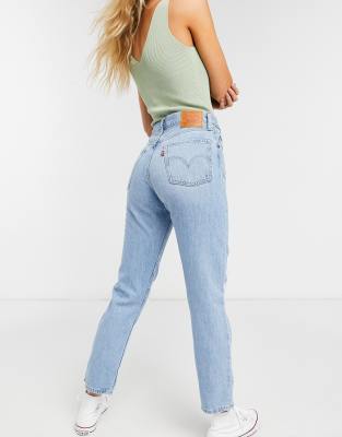Levi's - 501 - Cropped jeans met hoge taille, kniescheuren en rechte pijpen  in lichtblauwe wassing | ASOS