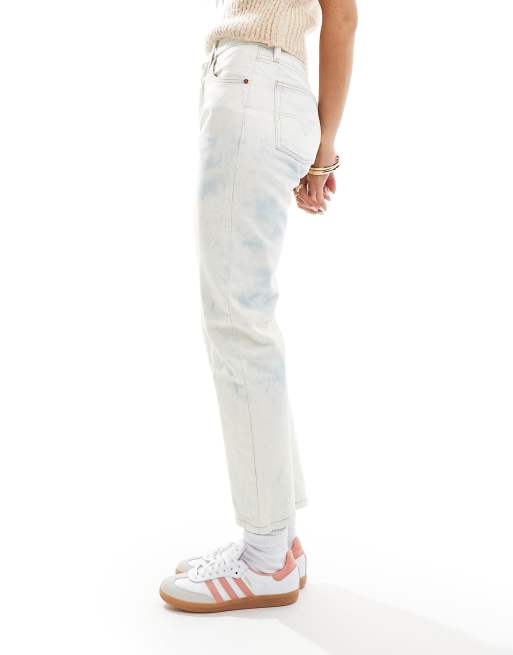 Levi's 501 Cropped jeans met rechte pasvorm in bleekblauw ASOS