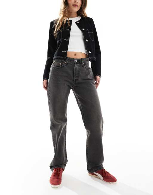 Levi's – 501 – Czarne sprane jeansy w stylu lat 90