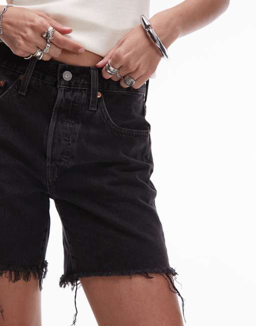 Levi's – 501 – Czarne szorty do połowy uda z nieobszytym dołem, 3 z 5