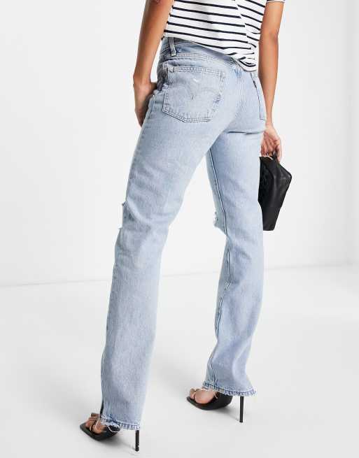 Levi's - 501 - Distressed rechte jeans met hoge taille in light wash blauw , 2 van 4