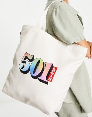 Levi's 501 graphic tote bag in cream
