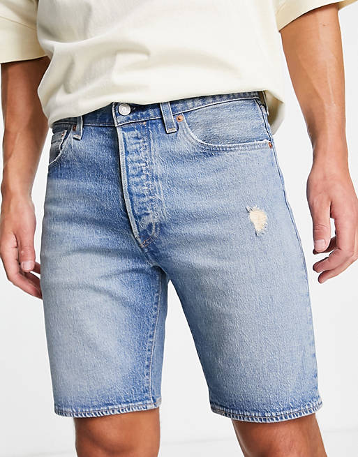 Levi's 501 hemmed denim shorts in light blue