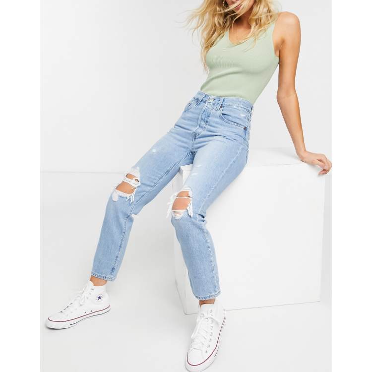 Levi's 501 crop shop jean with rips