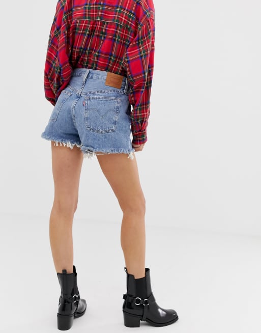 Levi s 501 high rise shorts with raw edge ASOS