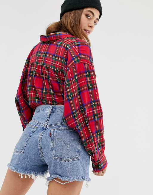 Levi's 501 high rise shorts on sale with raw edge