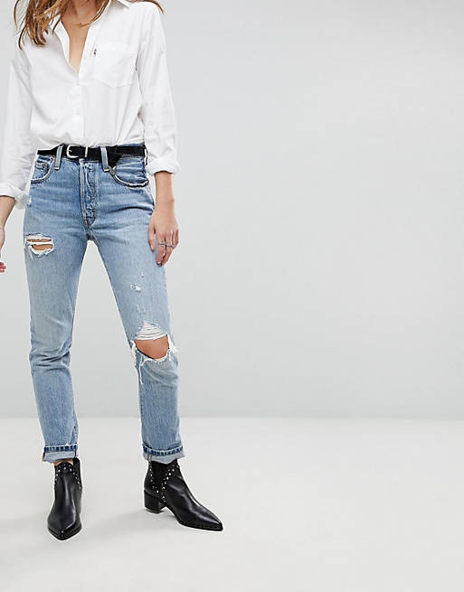 Levi's 501 High Rise Skinny Jean with Rips