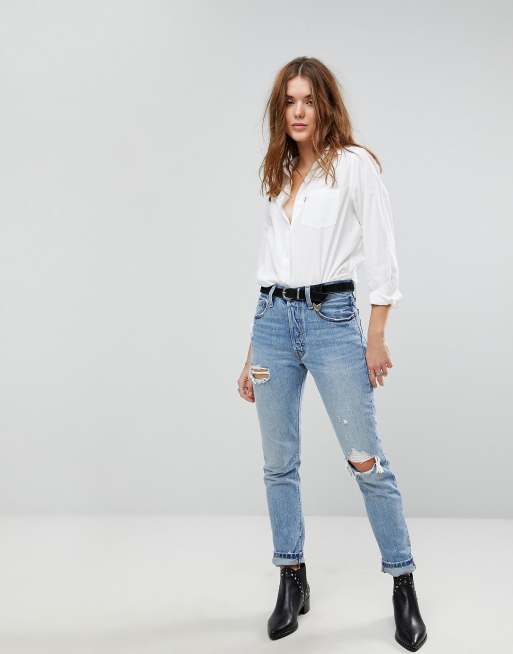 Levis 501 shop ripped skinny jeans