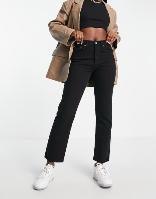 Levi's 501 high rise straight leg crop jean in dark wash | ASOS