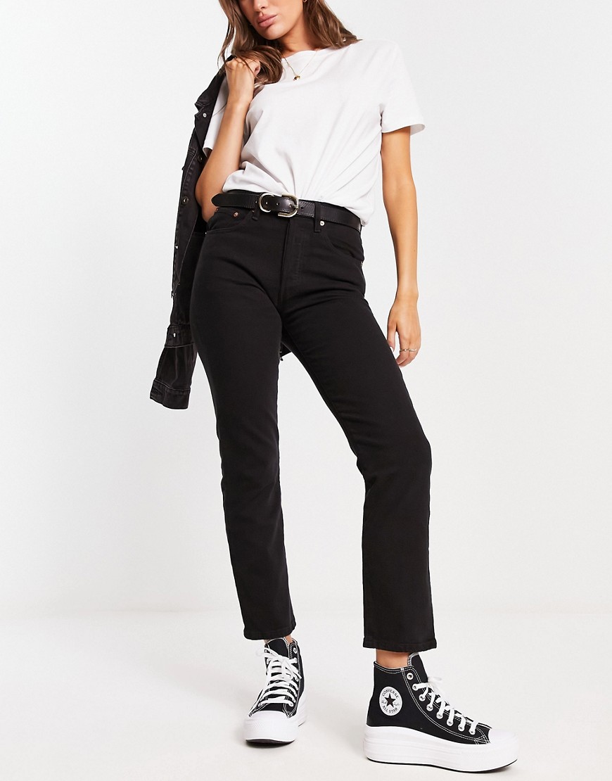 Levi’s 501 high rise straight leg crop jeans in black