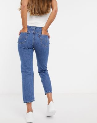 levi's 501 cropped high rise straight leg