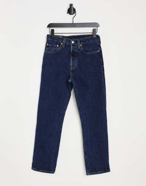 Levi's 501 high rise straight leg crop jeans in indigo - view 1