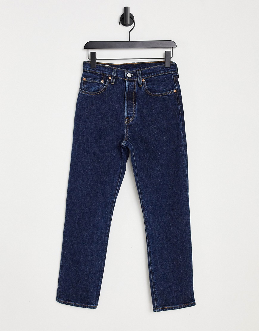 Levi's 501 high rise straight leg crop jeans in indigo-Blue