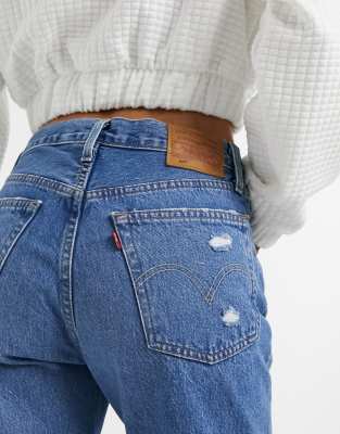 levi's blue 501 original cropped jeans