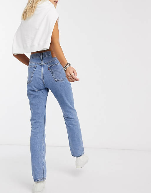 Milestone Otherwise zoom Levi's 501 high rise straight leg jeans in light wash blue | ASOS