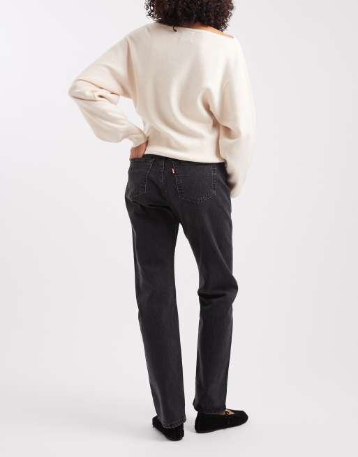 Levi's 501 hourglass high rise straight denim jeans in gewassen zwart, 2 van 5