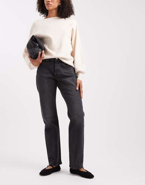 Levi's 501 hourglass high rise straight denim jeans in washed black - view 1