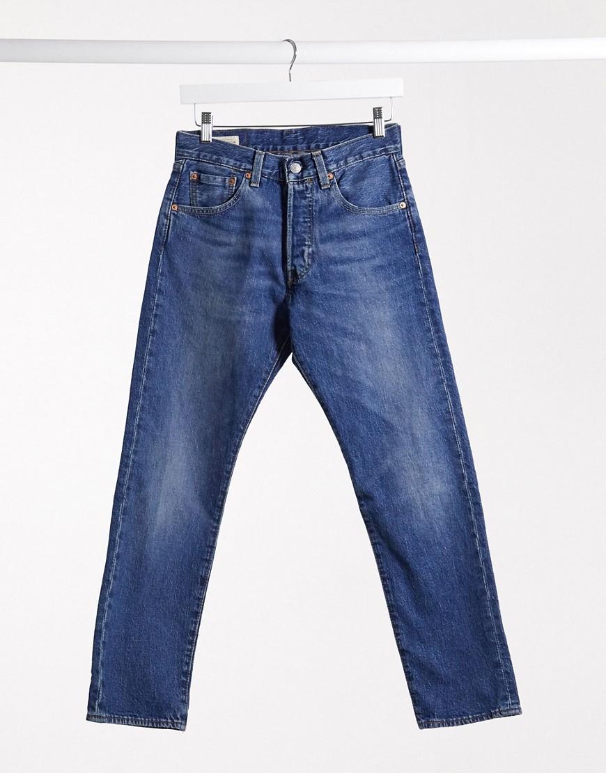 Levi's 501 - Jaren 93 cropped jeans met rechte pasvorm in midwash-Blauw