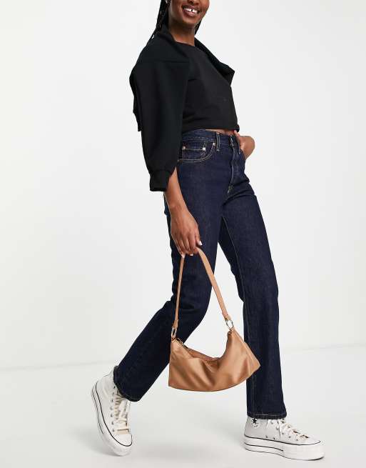 Levi's - 501 - Jean court coupe droite taille haute - Bleu délavé foncé , 4 de 4
