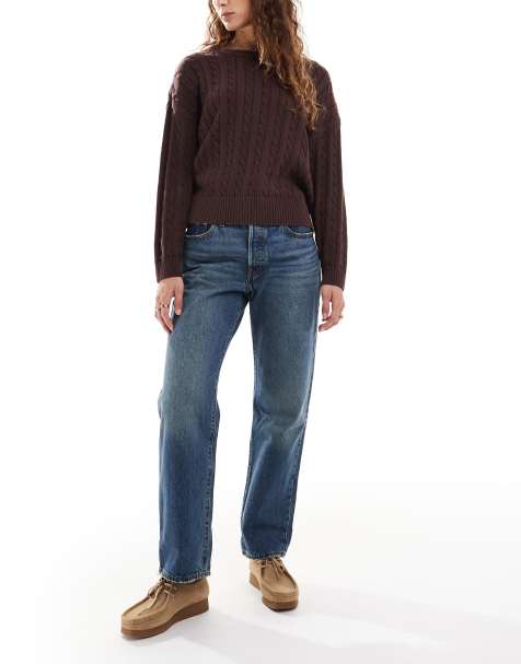 Levi's - 501 - Jean droit raccourci - Bleu foncé délavé - view 1