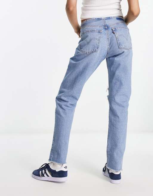 Levi s 501 Jeans a vita bassa lavaggio blu chiaro