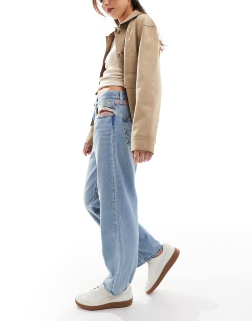 Levi's - 501 - Jeans alla caviglia stile anni '90 con ricamo azzurri in coordinato , 3 di 5