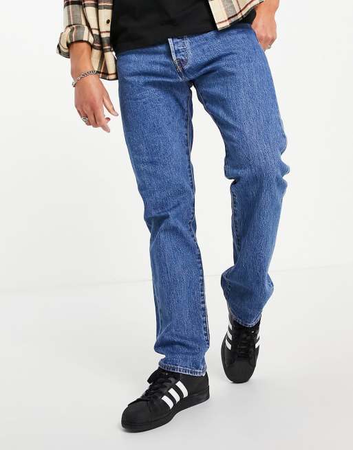 Levi s 501 Jeans dritti corti stile 93 lavaggio blu medio ASOS